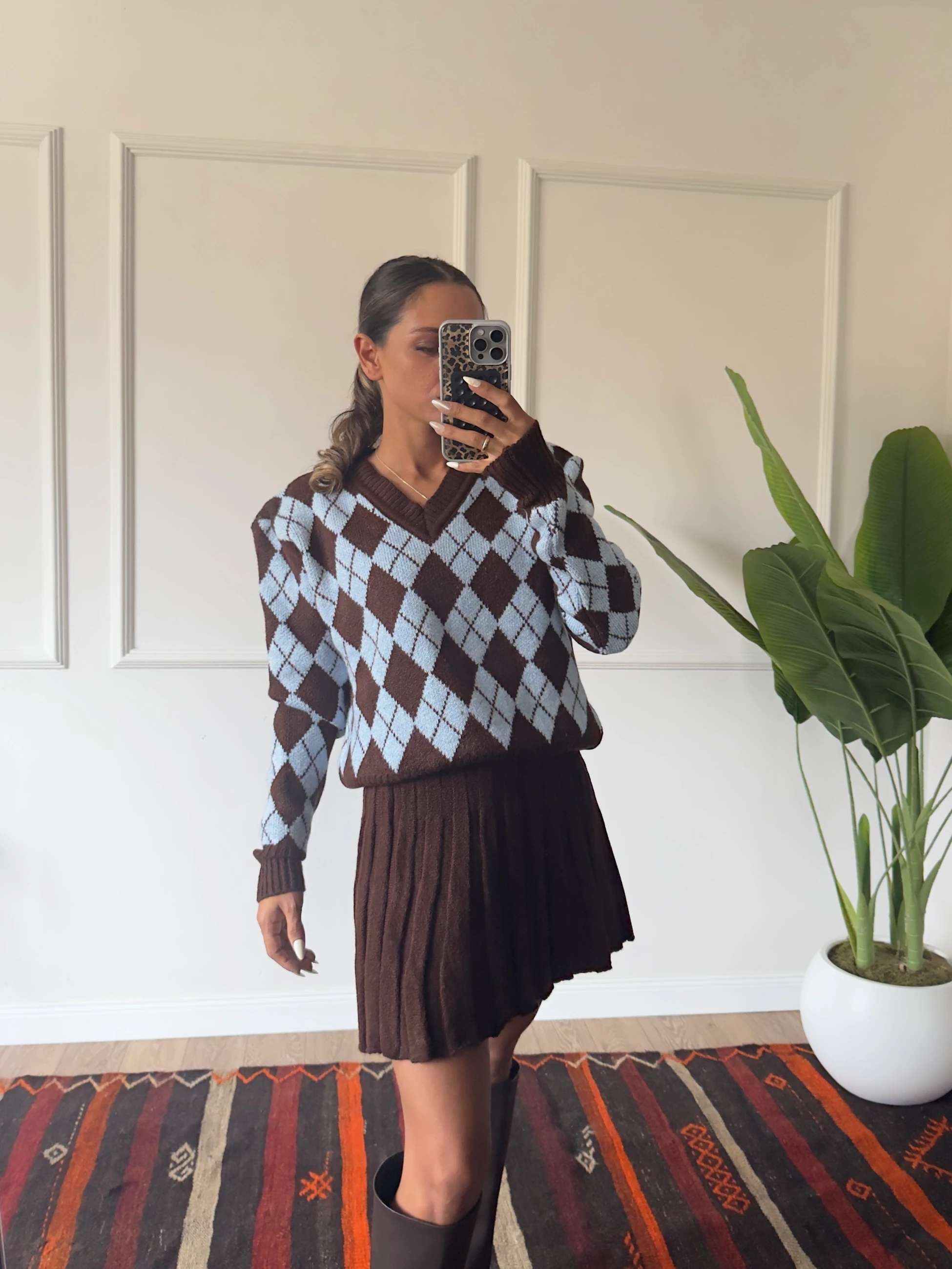 Baklava Desen Etekli Takım